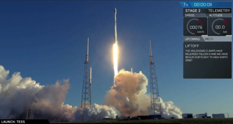 SpaceX изстреля Falkon 9 с търсача на планети TESS (видео)