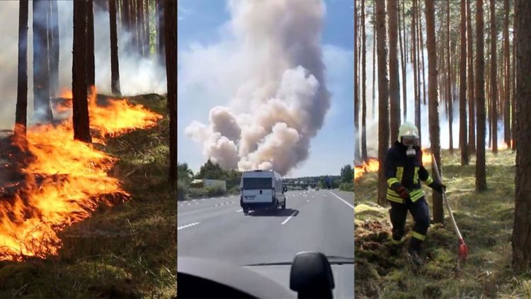 Голям горски пожар край Берлин, километрични задръствания и опасност от експлозии
