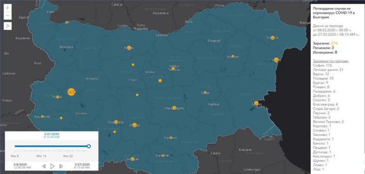  Още една интерактивна карта следи разпространението на COVID-19 у нас