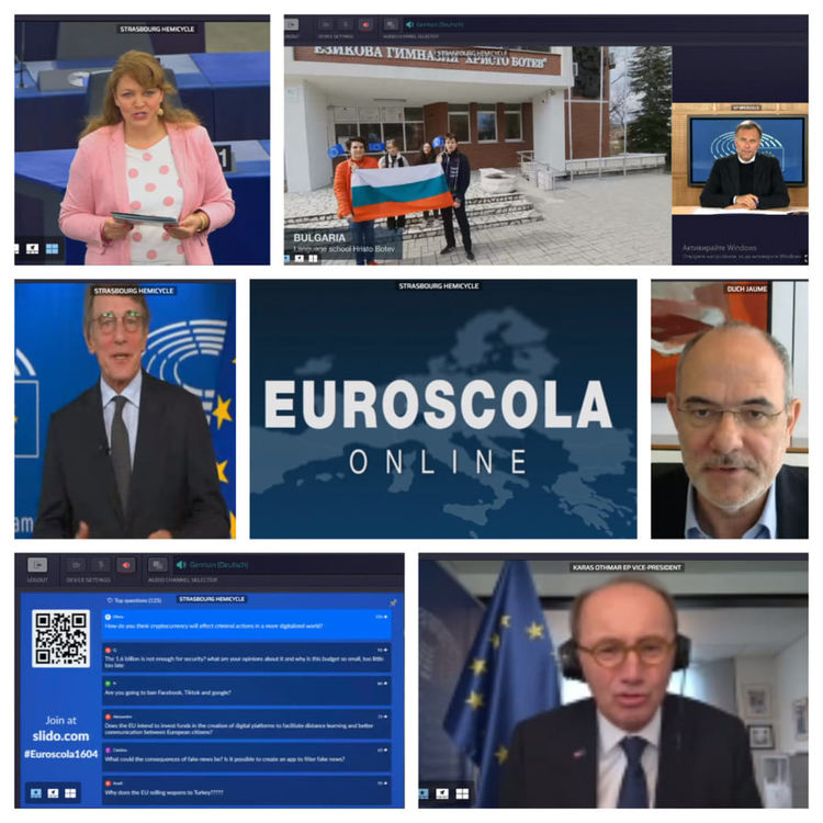 EUROSCOLA LIVE - Ученици от ЕГ „Христо Ботев“ с участие във виртуална сесия  на Европейския парламент 