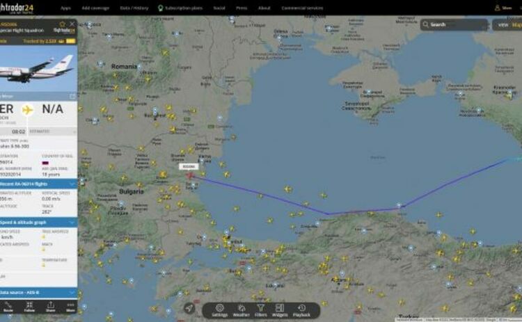 Ил-96 на Кремъл влезе в небето над България от Сочи 